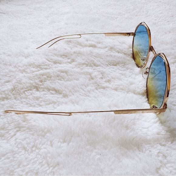 Seraphina Blue & Yellow Geometric Sunglasses - Picture 7 of 11